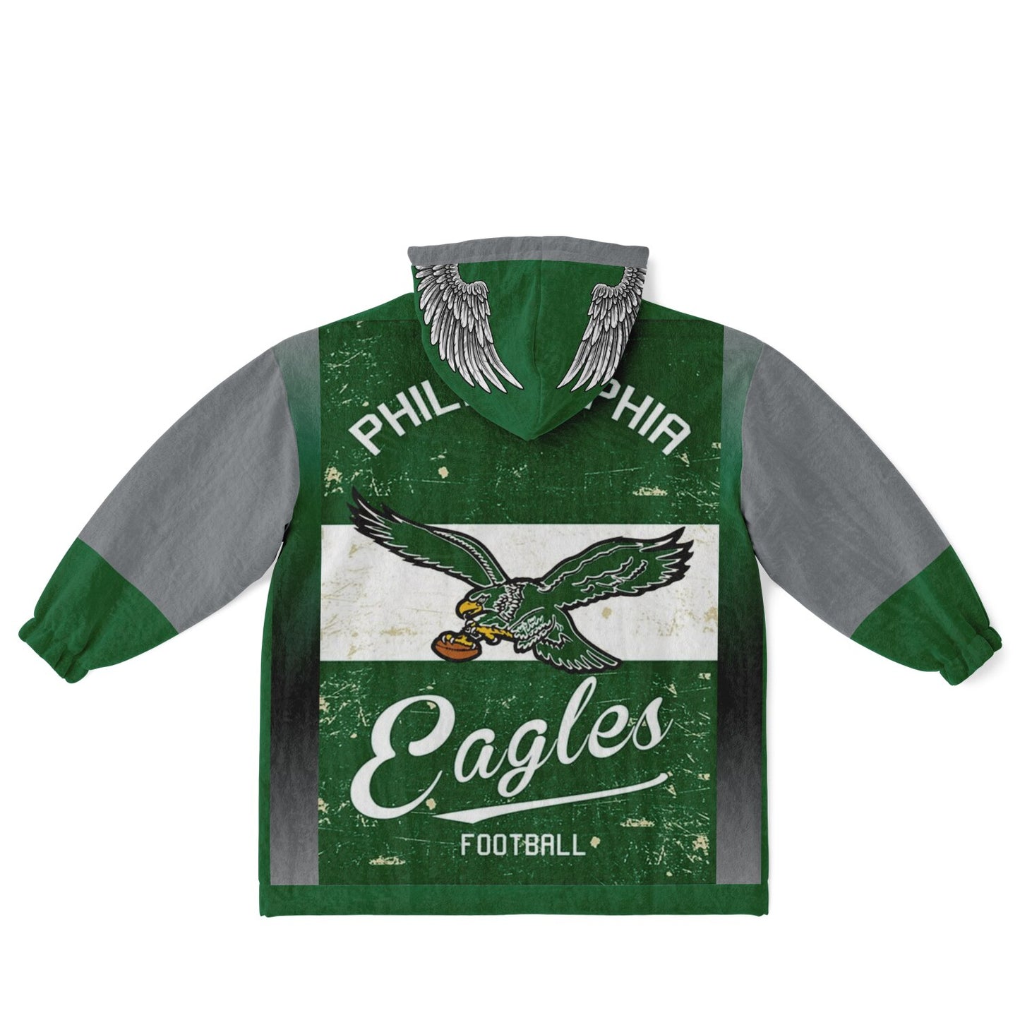 Youth  Eagles Reversible Cozy Cuddle Hoodie Eagles, 2 in 1, Green & Retro Kelly Green Hooded Blanket for Young Fans copy