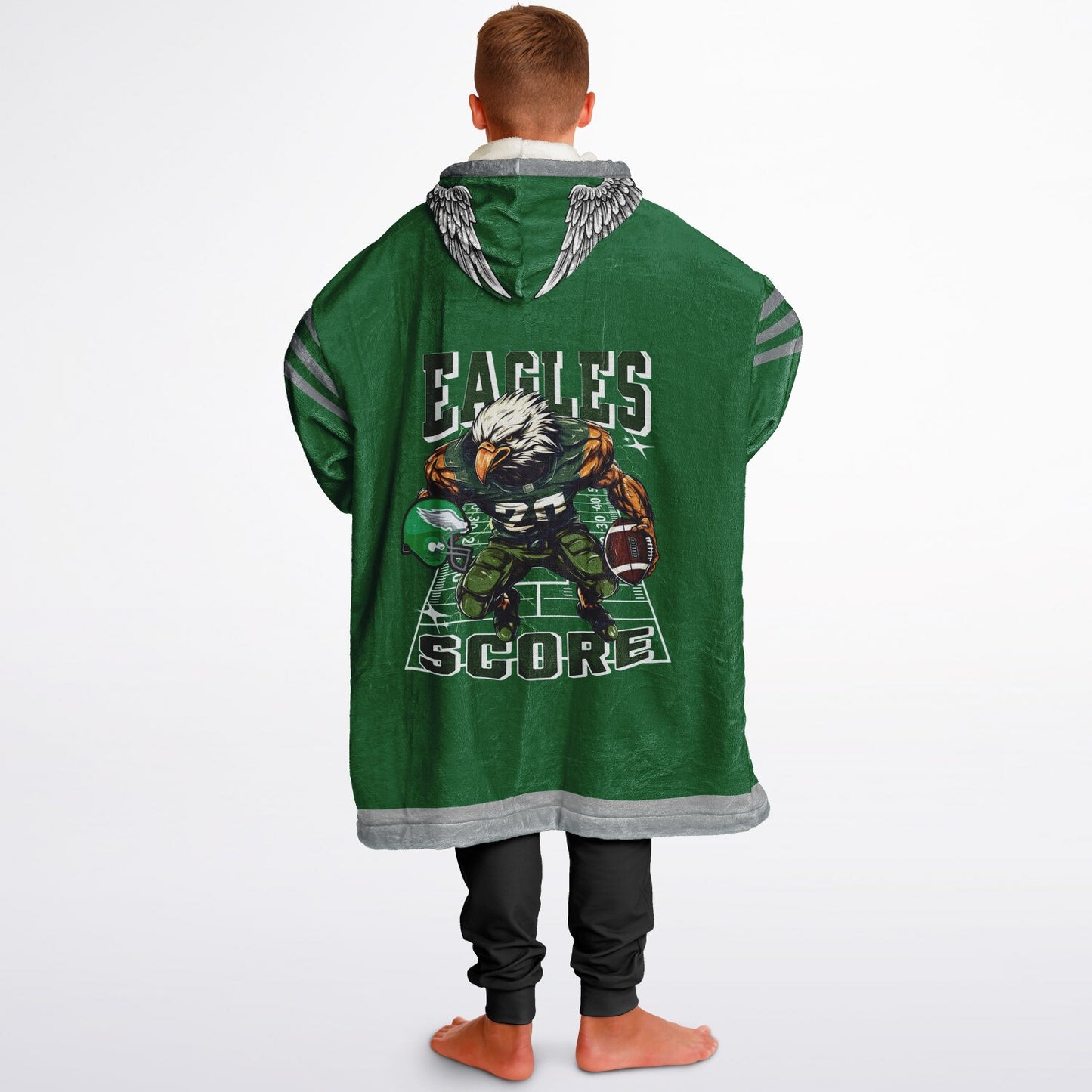 Youth Eagles Hoodie Blanket Youth Eagles Retro Kelly Green Cuddle Hoodie