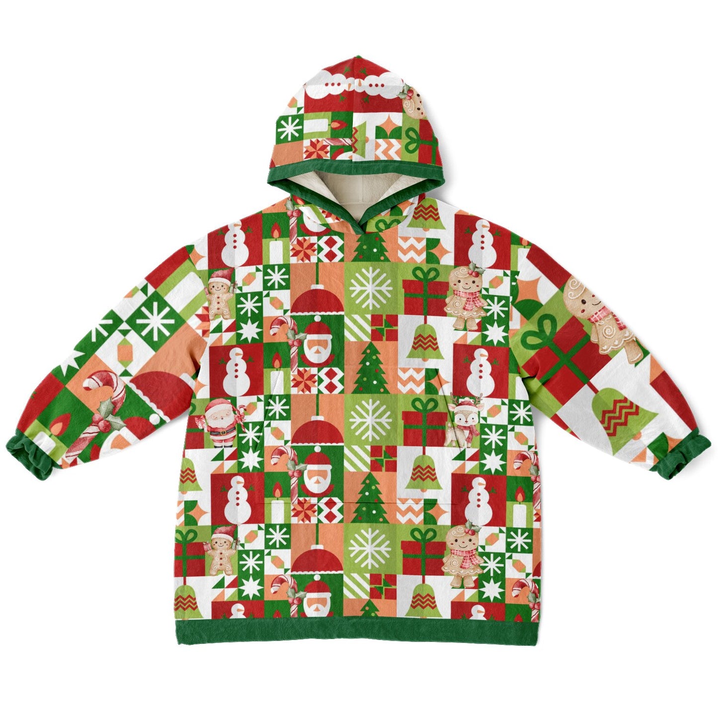 Youth Festive Holiday Christmas Santa Snowman Fun Patchwork Fun SnuggleFit Mini