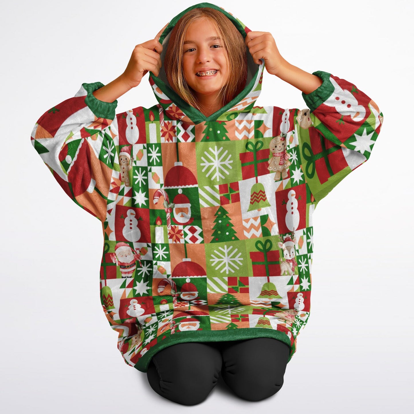 Youth Festive Holiday Christmas Santa Snowman Fun Patchwork Fun SnuggleFit Mini