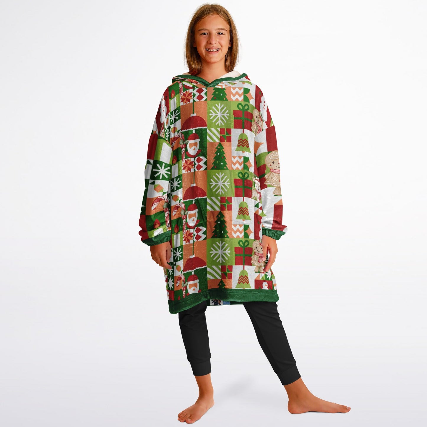 Youth Festive Holiday Christmas Santa Snowman Fun Patchwork Fun SnuggleFit Mini