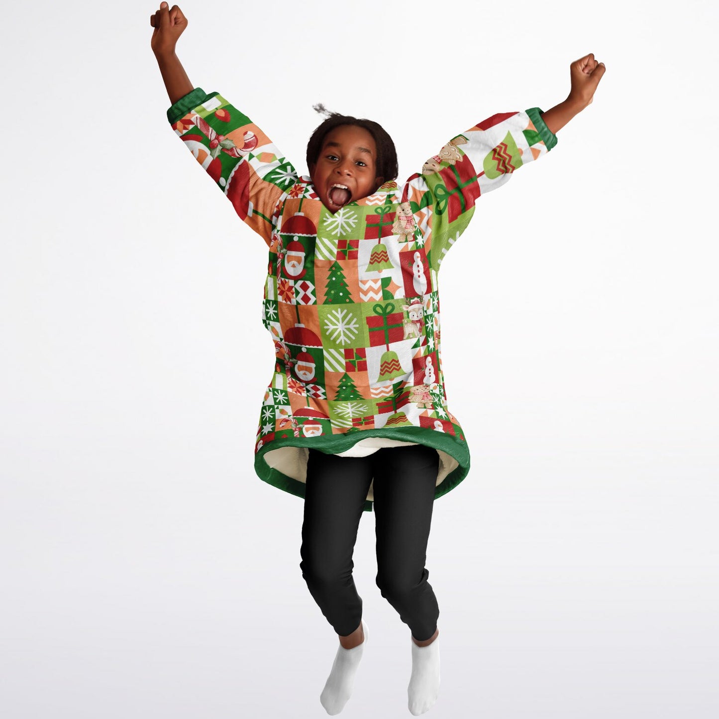 Youth Festive Holiday Christmas Santa Snowman Fun Patchwork Fun SnuggleFit Mini