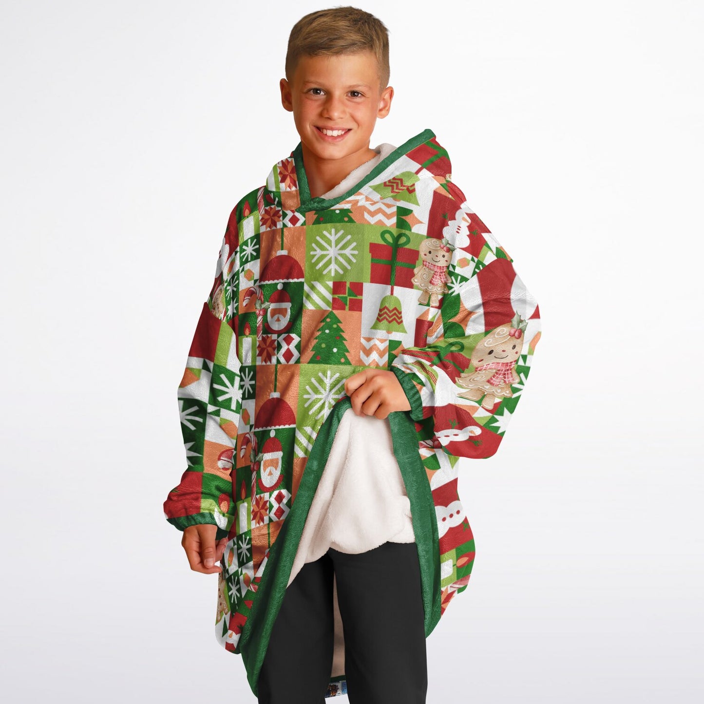 Youth Festive Holiday Christmas Santa Snowman Fun Patchwork Fun SnuggleFit Mini