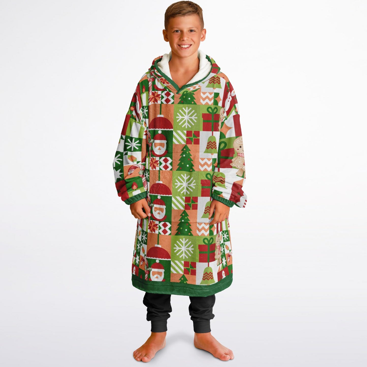 Youth Festive Holiday Christmas Santa Snowman Fun Patchwork Fun SnuggleFit Mini