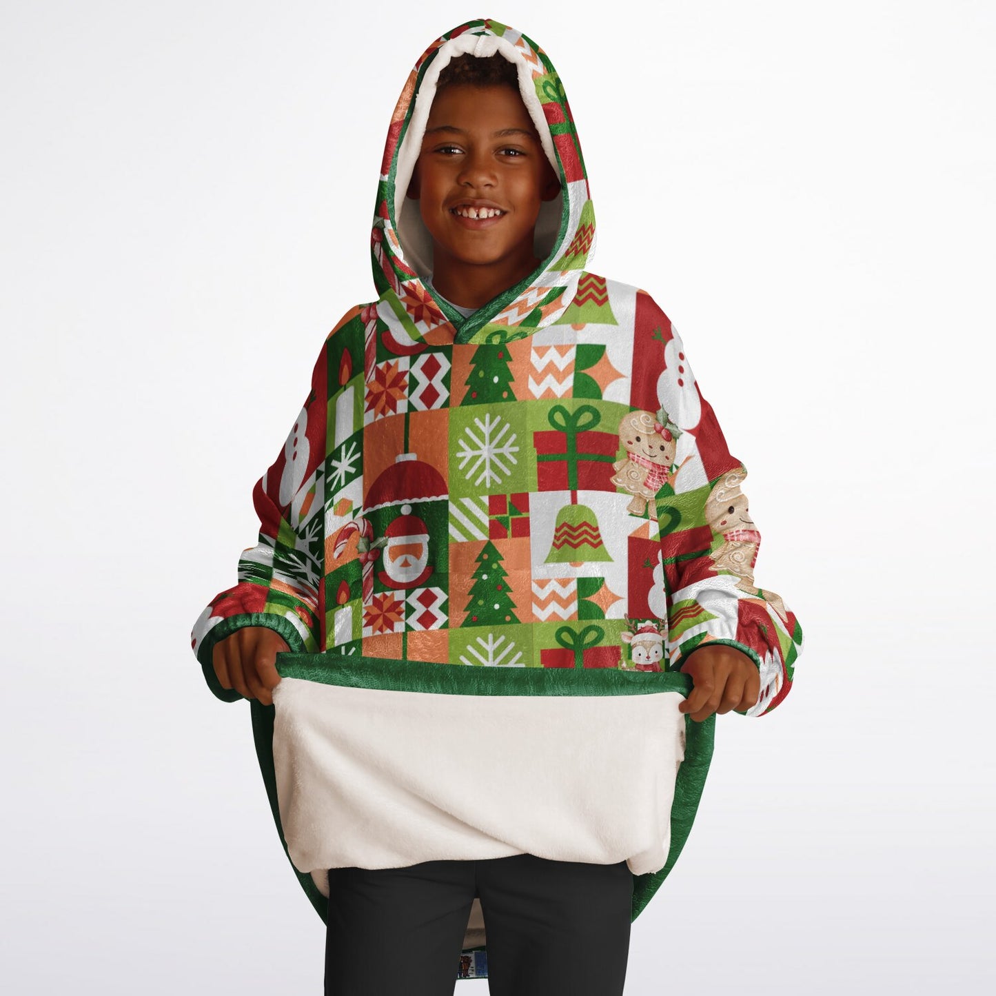 Youth Festive Holiday Christmas Santa Snowman Fun Patchwork Fun SnuggleFit Mini