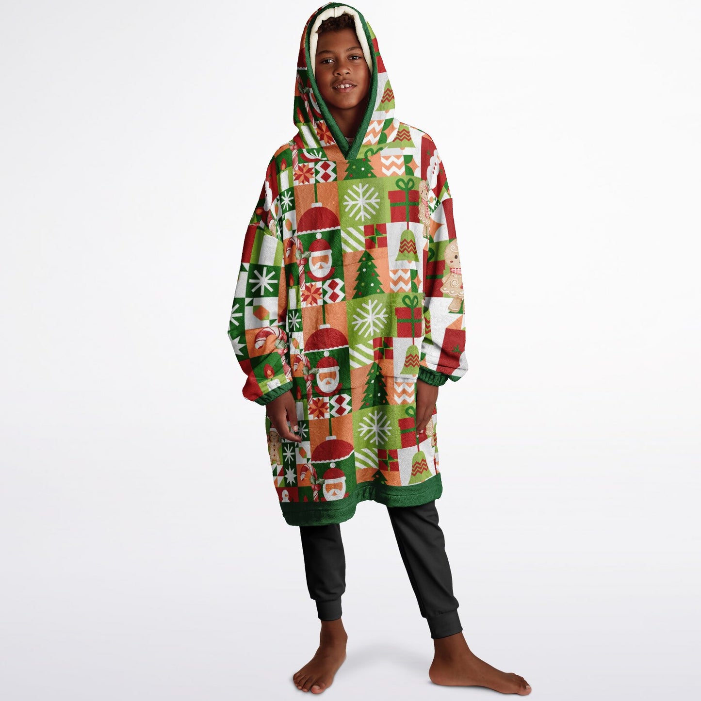 Youth Festive Holiday Christmas Santa Snowman Fun Patchwork Fun SnuggleFit Mini