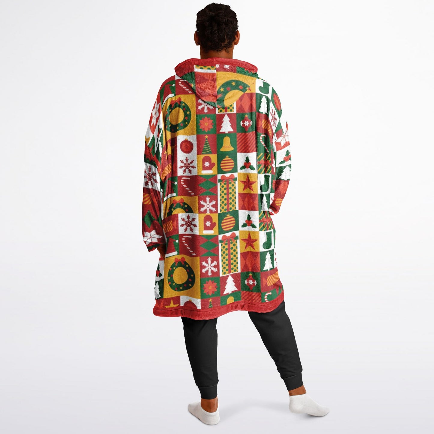 Holiday Festive Colorful Family Fun Oversize Hooded Blanket SnuggleFit