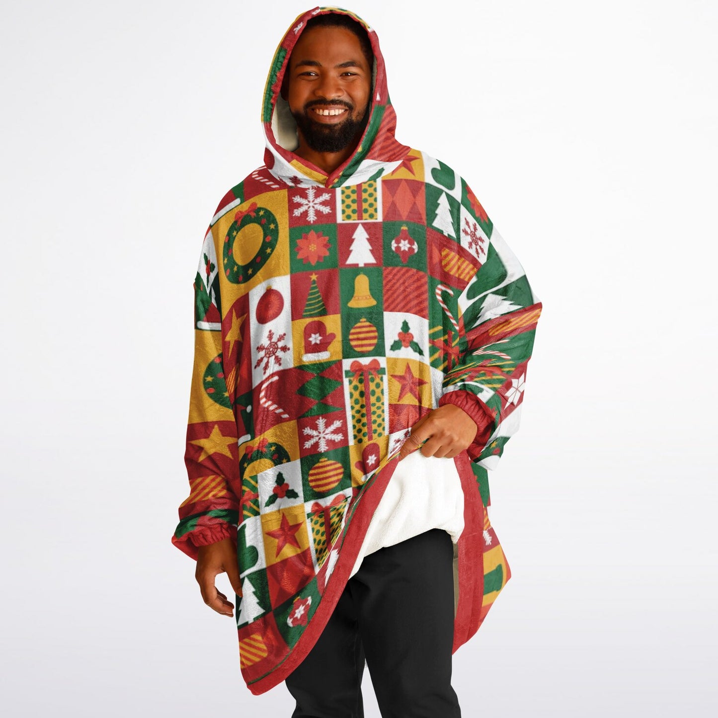 Holiday Festive Colorful Family Fun Oversize Hooded Blanket SnuggleFit