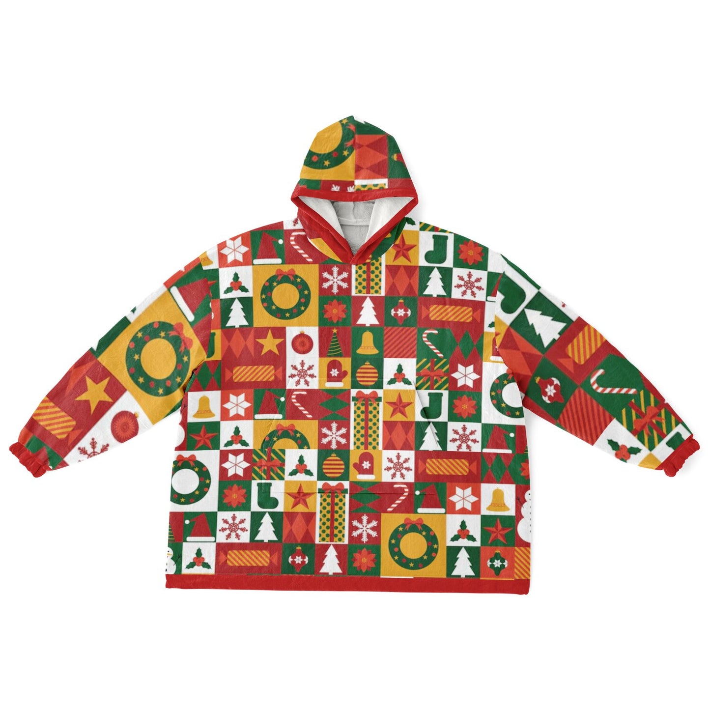 Holiday Festive Colorful Family Fun Oversize Hooded Blanket SnuggleFit