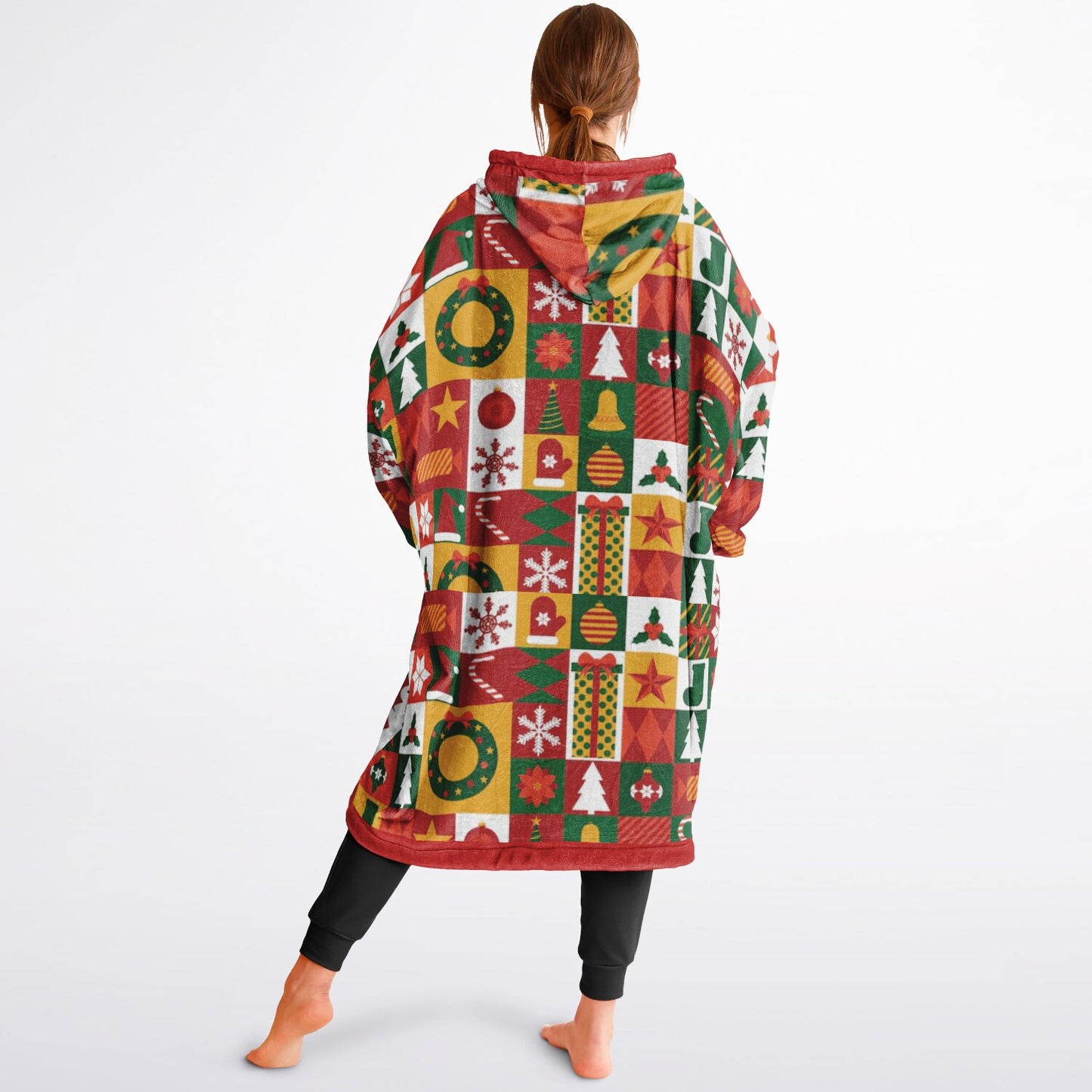 Holiday Festive Colorful Family Fun Oversize Hooded Blanket SnuggleFit