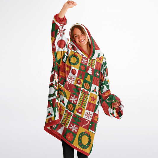 Holiday Festive Colorful Family Fun Oversize Hooded Blanket SnuggleFit